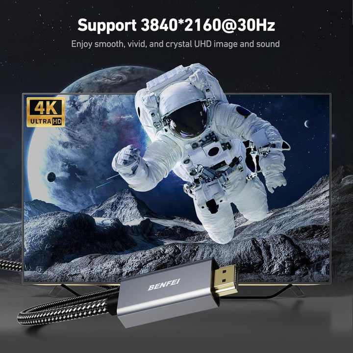 4K DisplayPort to HDMI 6 Feet Cable, 2 Pack Uni-Directional DP 1.2 Computer to HDMI 1.4 Screen (Male to Male) Compatible with HP, ThinkPad, AMD, NVIDIA - Just Closeouts Canada Inc.000273grey-2p