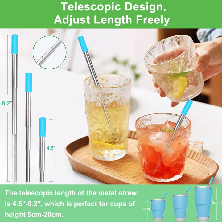 4Packs Reusable Straws, Metal Straw with Silicon, Travel Drinking Straws with Case, Keychain, Cleaning Brushes, Silicon Pcs Perfect for Travel, Gifts (20 PCS) Blue - Rose Gold - Red - Turquoise - Just Closeouts Canada Inc.X0035QBPNX