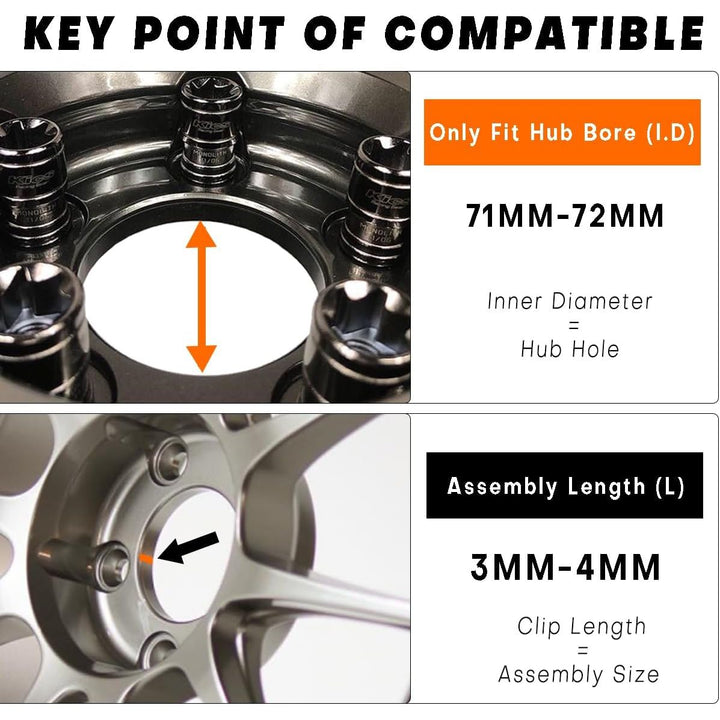 4PCS 76mm(2.99in)/72mm(2.83in) Wheel Hub Center Caps Black ABS Plastic - Just Closeouts Canada Inc.