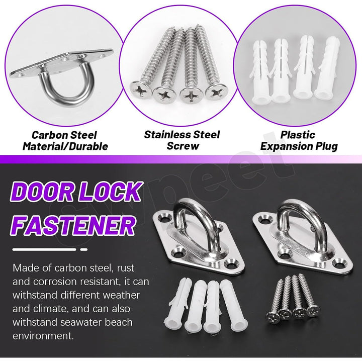 4Pcs M5 304 Stainless Steel Silver Rhombus Pad Eye Plate Hook with Screws and Plastic Anchors Assortment Kit, Marine Hardware Hooks Ceiling U Hook Staple Ring Hook for Securing Hanging - Just Closeouts Canada Inc.X004I3ZPVP