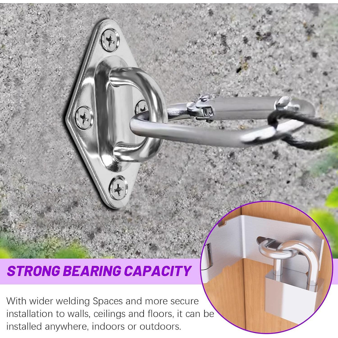 4Pcs M5 304 Stainless Steel Silver Rhombus Pad Eye Plate Hook with Screws and Plastic Anchors Assortment Kit, Marine Hardware Hooks Ceiling U Hook Staple Ring Hook for Securing Hanging - Just Closeouts Canada Inc.X004I3ZPVP