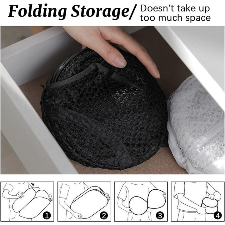4Pcs Mesh Pop Up Laundry Hamper, Foldable Pop Up Hamper, Collapsible Laundry Basket with Carry Handles, Portable Dirty Clothes Basket with 4 Wash Bags, Mesh Hamper for Bedroom Dorm Travel - Just Closeouts Canada Inc.
