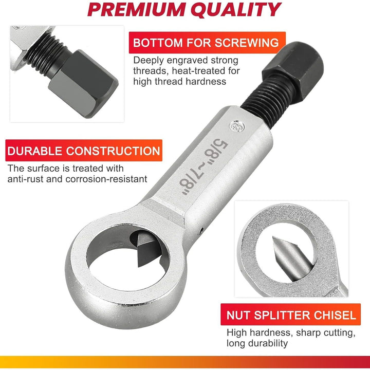 4PCS Metal Nut Splitter Set Heavy Duty Nut Splitter Kit Splitter Breaker Manual Pressure Nut Cracker Remover Extractor Tool Corroded Stuck Screw Nut Removal Splitting Tools - Just Closeouts Canada Inc.