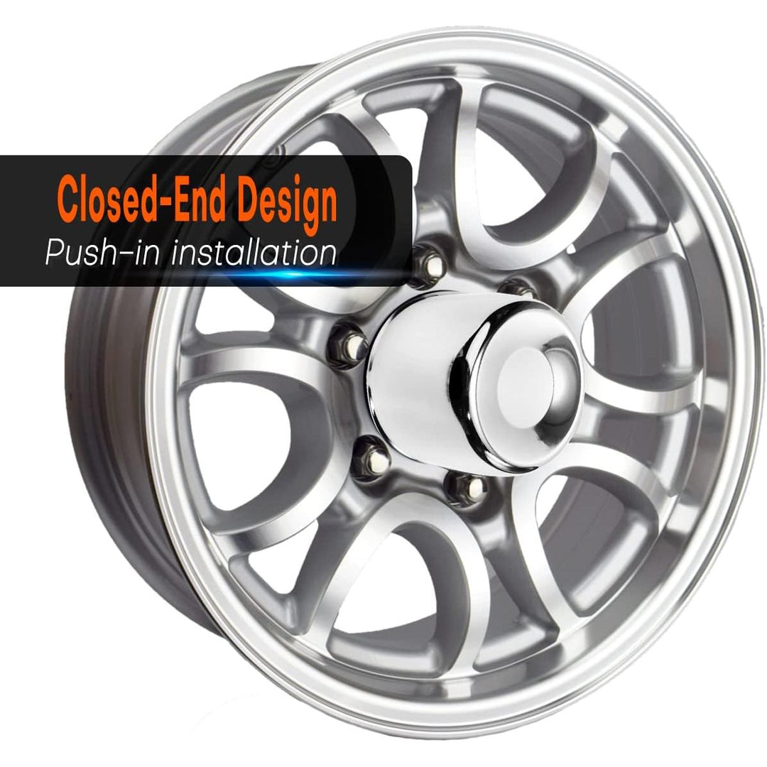 4pcs Push Through Wheel Center Caps Chrome Silver for 108MM 4.25" Center Bore Auto Trailer Wheel Rim - Just Closeouts Canada Inc.