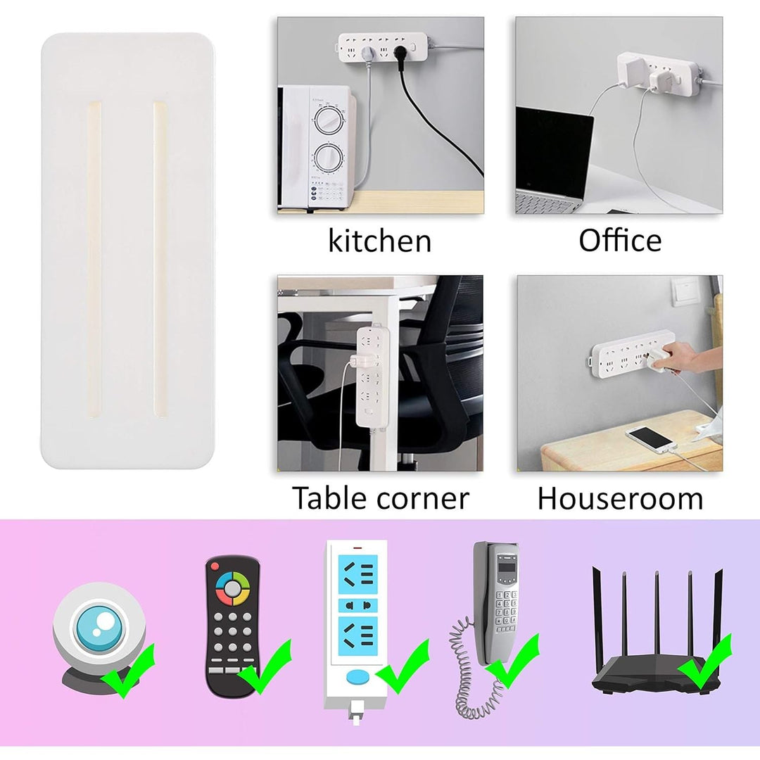 4X Self Adhesive Power Strip Holder - No Drill Extension Block Wall Mount Fixator - Easy to Install Sliding Design - for Home, Kitchen, Office - Attaches to Wood, Plastic, Metal, Ceramic - Just Closeouts Canada Inc.