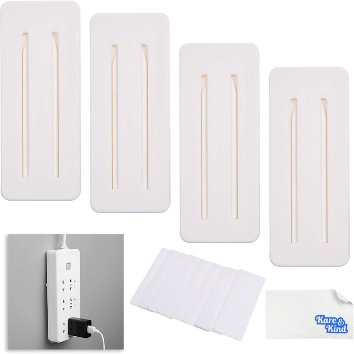 4X Self Adhesive Power Strip Holder - No Drill Extension Block Wall Mount Fixator - Easy to Install Sliding Design - for Home, Kitchen, Office - Attaches to Wood, Plastic, Metal, Ceramic - Just Closeouts Canada Inc.