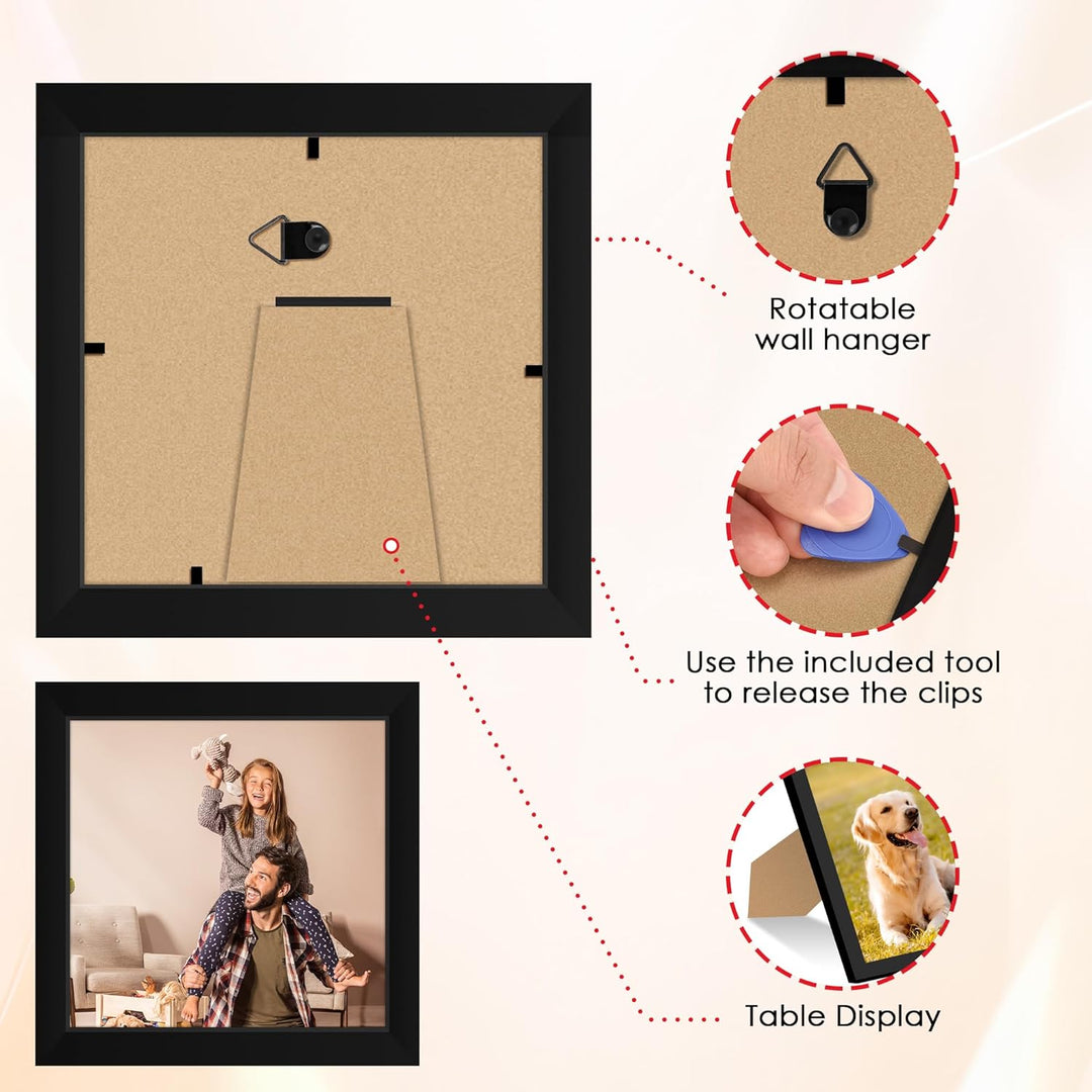 4x4 Picture Frame Set of 4, 4x4 Photo Frames with HD Plexiglass for Wall Hanging or Tabletop Display, Black - Just Closeouts Canada Inc.6971152696158