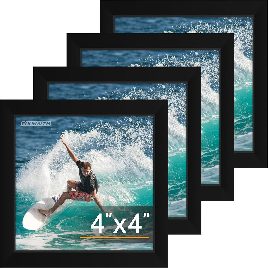 4x4 Picture Frame Set of 4, 4x4 Photo Frames with HD Plexiglass for Wall Hanging or Tabletop Display, Black - Just Closeouts Canada Inc.6971152696158