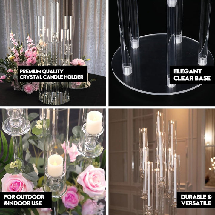 5 Arms Acrylic Candelabras Centerpieces with LED Candles, 58 cm Clear Candle Holder, Multiple Height Candlesticks Holder for Wedding Birthday Anniversary Table Decor Housewarming Gift - Just Closeouts Canada Inc.X004NH1S17