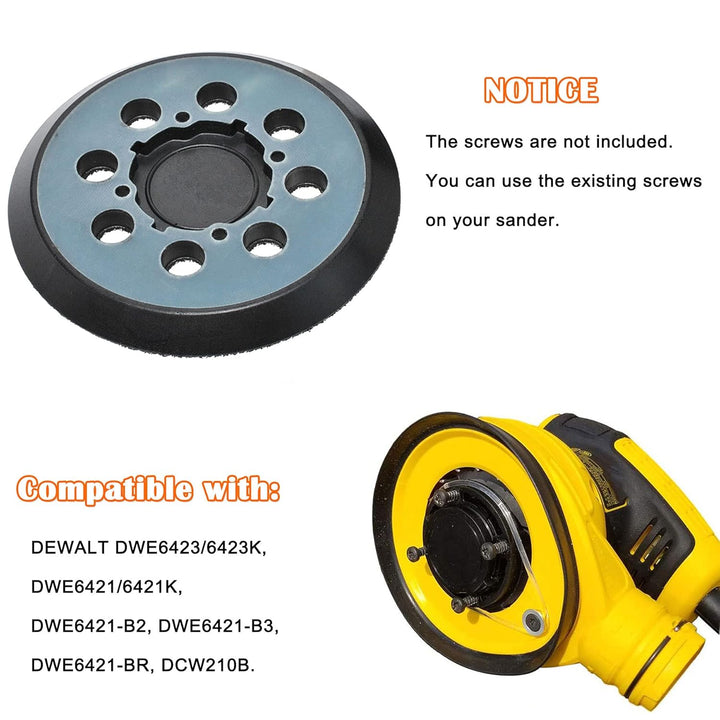 5 Inch Sander Pad Replacement Compatible with Dewalt Orbital Sander DWE6421 DWE6421K DWE6423 DWE6423K DCW210B, 8 Hole Hook and Loop Sanding Pad Replaces DWE64233 N329079 RSP54(2 Pcs) - Just Closeouts Canada Inc.