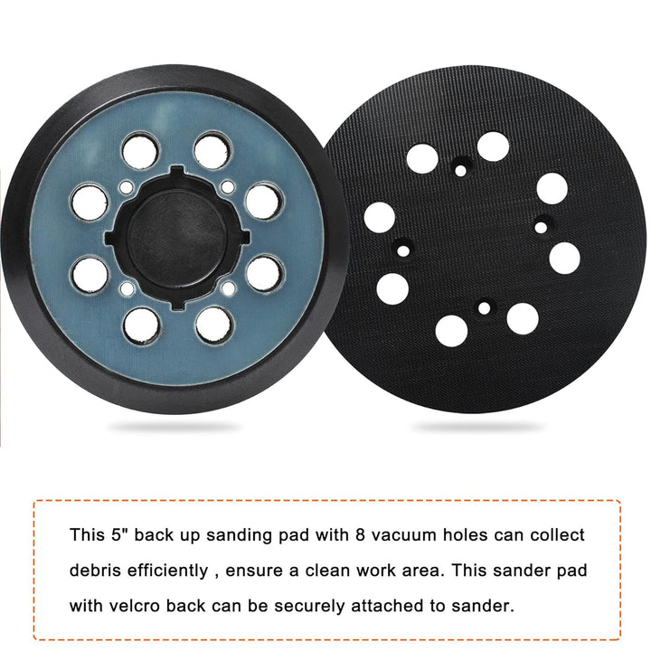 5 Inch Sander Pad Replacement Compatible with Dewalt Orbital Sander DWE6421 DWE6421K DWE6423 DWE6423K DCW210B, 8 Hole Hook and Loop Sanding Pad Replaces DWE64233 N329079 RSP54(2 Pcs) - Just Closeouts Canada Inc.