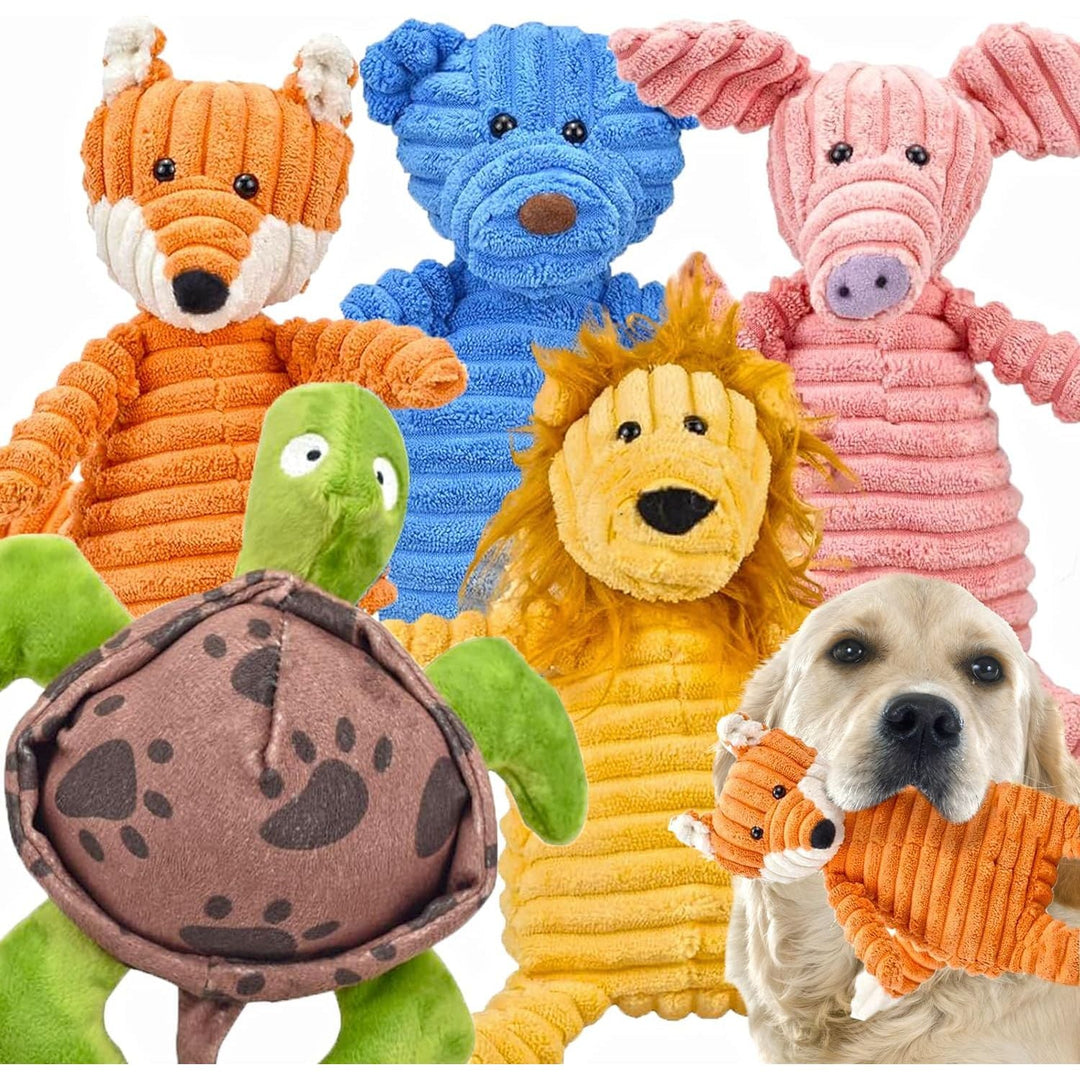 5 Pack Squeaky Plush Dog Toys Assortment: Small Stuffed Puppy Chew Toys, Plush, Squeaky, and Chewy Dog Toys for Puppies Mediem Large Dogs - Just Closeouts Canada Inc.