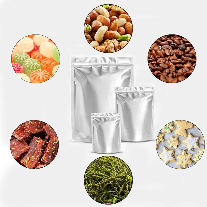 50 Mylar Bags for Food Storage 1 Gallon - 9.5 Mil Thicker Long Term & Food Grade - 10x14 Stand - up Zipper Resealable Heat Sealable for Airtight Smell Proof Packaging - Just Closeouts Canada Inc.