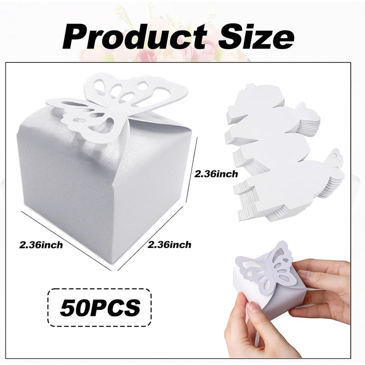 50-Pack Pearl-White Butterfly Favour Boxes, 6cm - Just Closeouts Canada Inc.