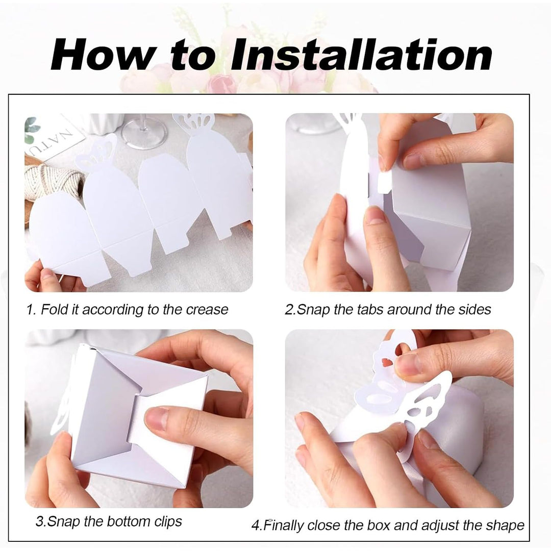 50-Pack Pearl-White Butterfly Favour Boxes, 6cm - Just Closeouts Canada Inc.