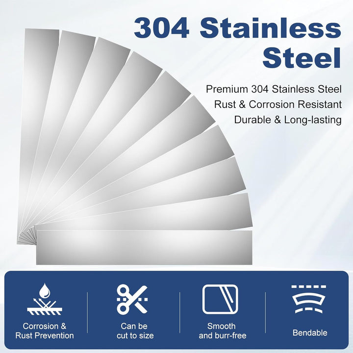 50 Pcs Shim Stock Assortment, 304 Stainless Steel 1" Width x 6" Length Metal Shims for Leveling, Gap Filler Trim Strip, DIY & Industrial Use (0.001" - 0.01" Thickness) - Just Closeouts Canada Inc.