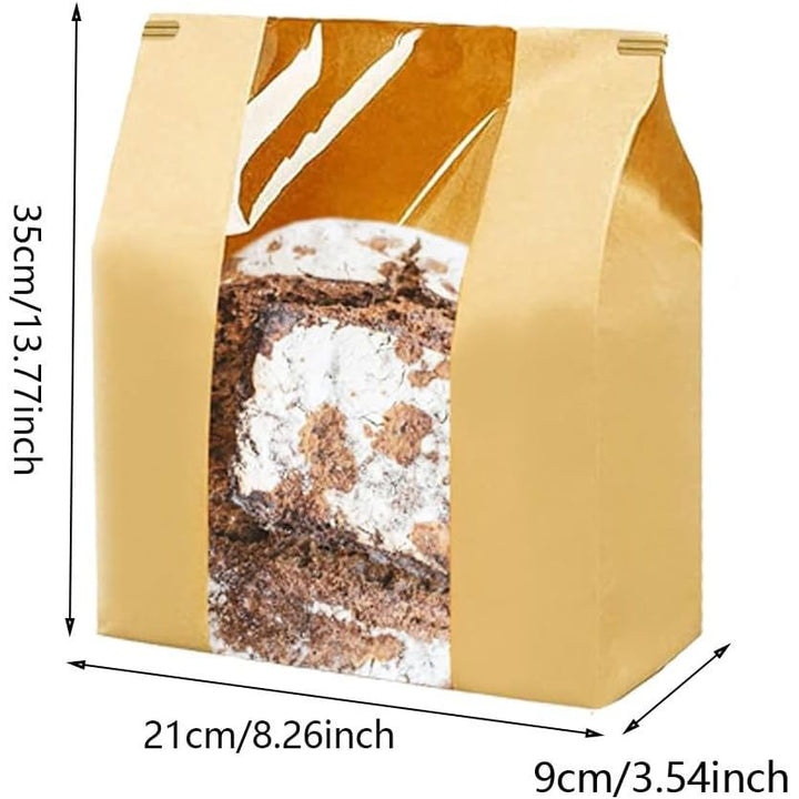 50 Pcs Wire sealing Paper Bread Bags Bread Bags with Window - Just Closeouts Canada Inc.