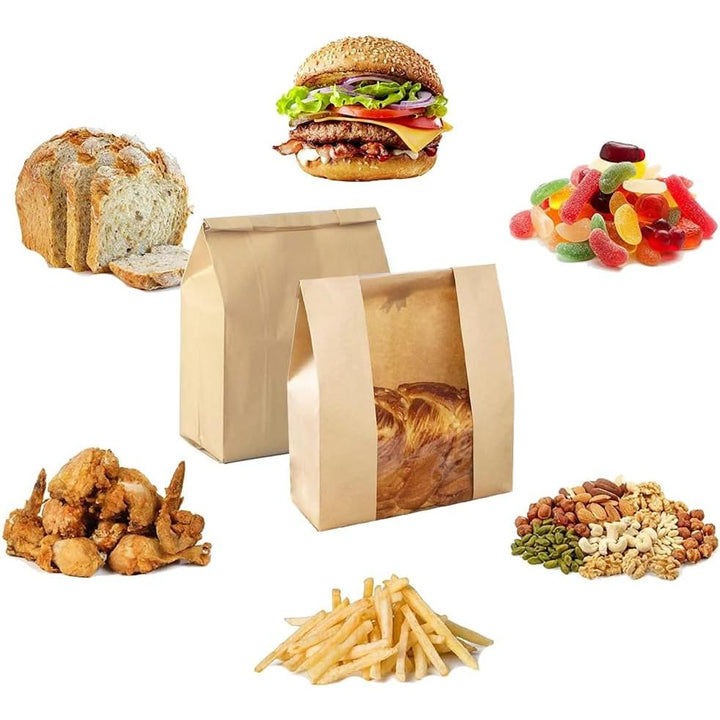 50 Pcs Wire sealing Paper Bread Bags Bread Bags with Window - Just Closeouts Canada Inc.