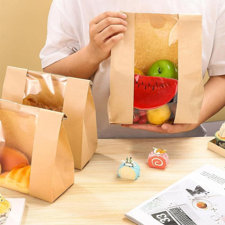 50 Pcs Wire sealing Paper Bread Bags Bread Bags with Window - Just Closeouts Canada Inc.