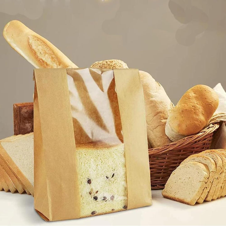50 Pcs Wire sealing Paper Bread Bags Bread Bags with Window - Just Closeouts Canada Inc.