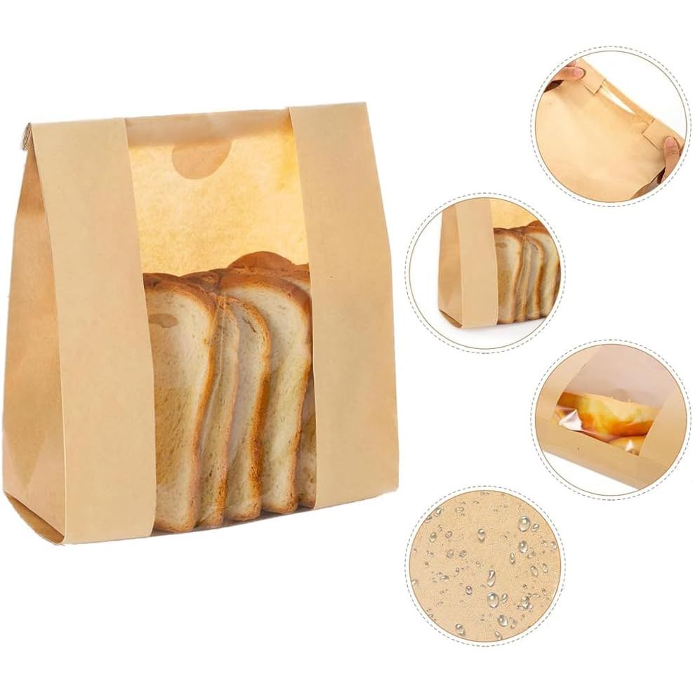50 Pcs Wire sealing Paper Bread Bags Bread Bags with Window - Just Closeouts Canada Inc.