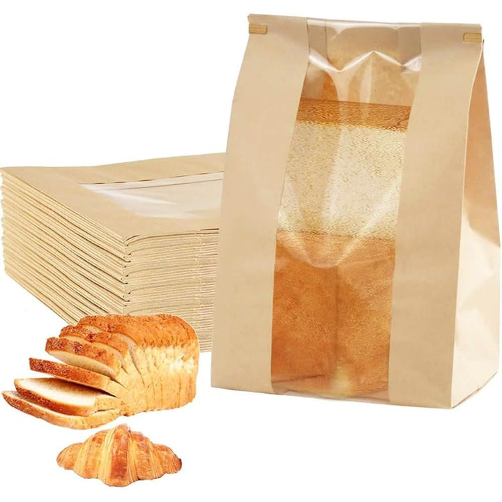 50 Pcs Wire sealing Paper Bread Bags Bread Bags with Window - Just Closeouts Canada Inc.