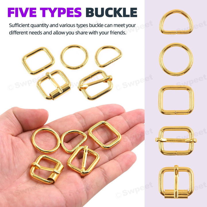 50-Piece Gold 1-Inch Metal Buckle & Ring Assortment, 5 Styles - Just Closeouts Canada Inc.X003VYN799