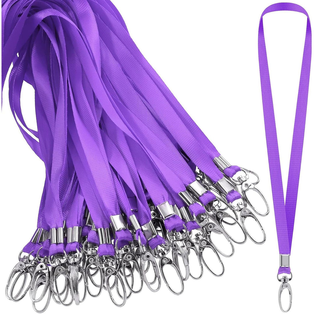50 Purple Nylon Lanyards with Swivel Clips for ID Badges - Just Closeouts Canada Inc.