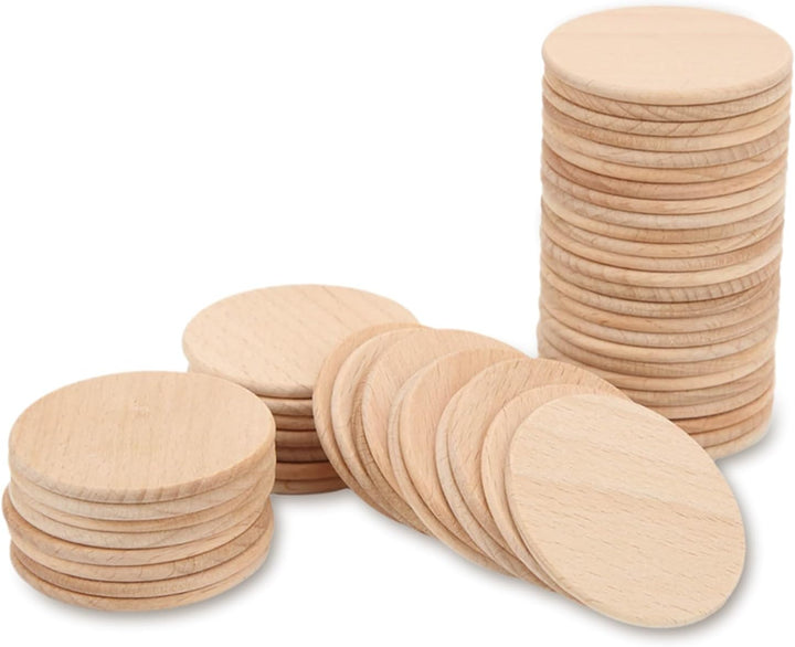 Pack of 50 unfinished two-inch round wood discs