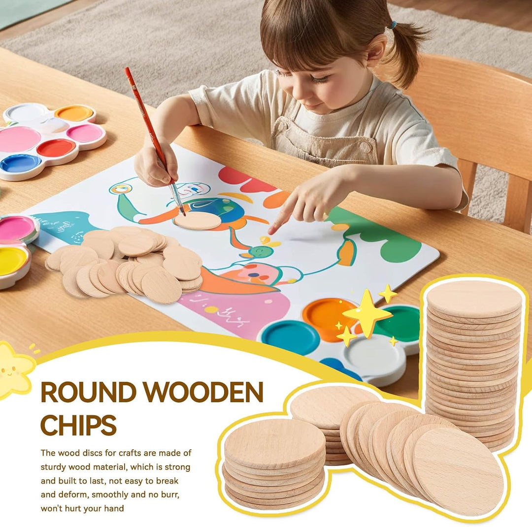 50 unfinished two-inch wood craft discs, view 3