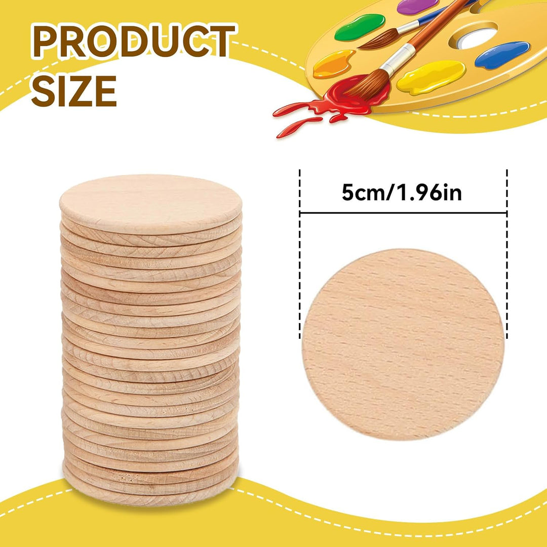 50 unfinished two-inch wood craft discs, view 4