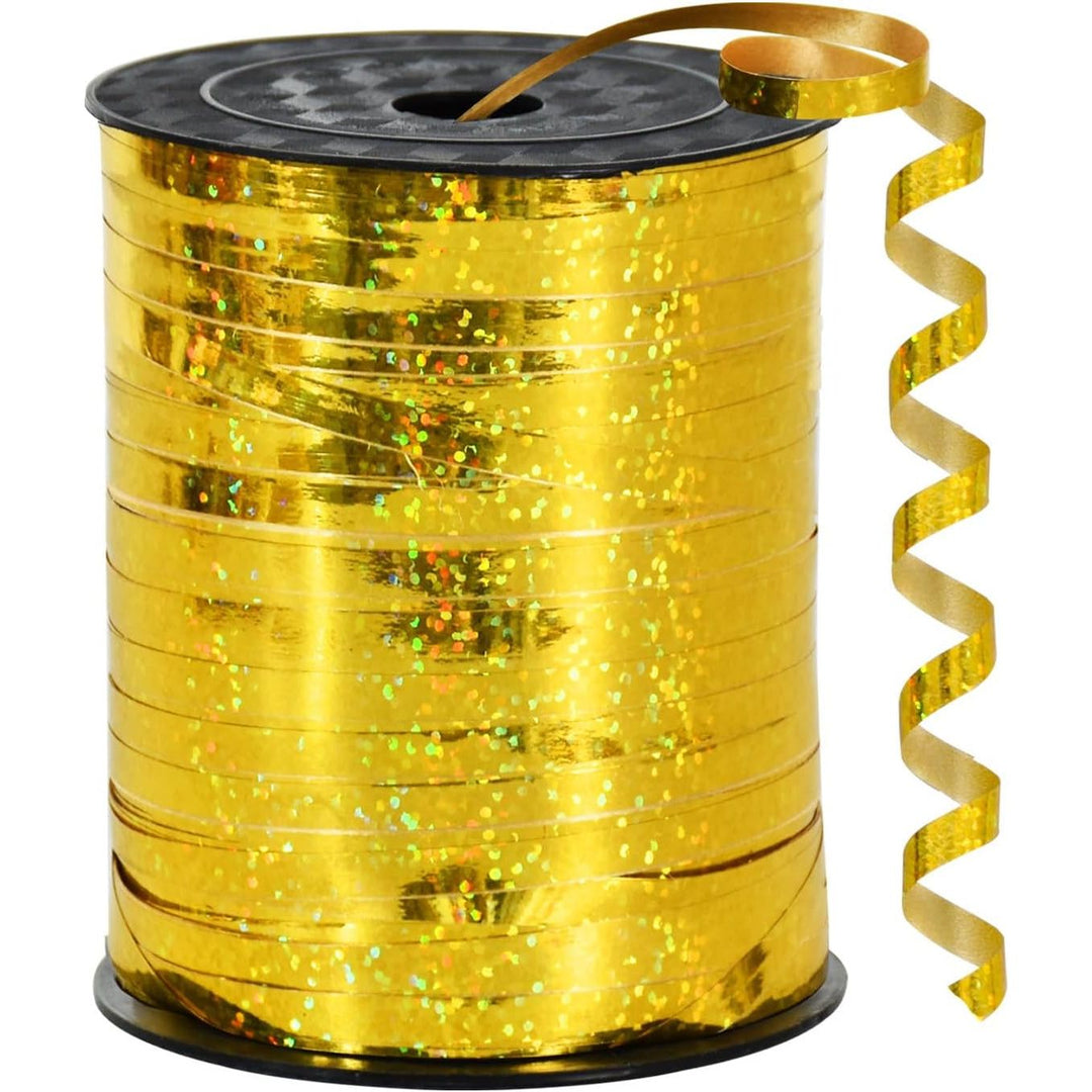 500 Yards Gold Curling Ribbons, Shiny Glitter Laser Balloon Ribbon Balloon String Thin Ribbons for Party Decoration Gift Wrapping Hanging for Christmas New Year Birthday Wedding Shower - Just Closeouts Canada Inc.