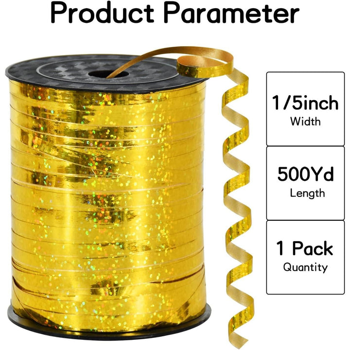 500 Yards Gold Curling Ribbons, Shiny Glitter Laser Balloon Ribbon Balloon String Thin Ribbons for Party Decoration Gift Wrapping Hanging for Christmas New Year Birthday Wedding Shower - Just Closeouts Canada Inc.