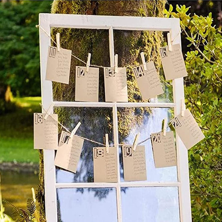 50Pcs Mini Clothespins, Natural Wooden Photo Clips, Small Wooden Clothes Pins Clip and 2 Meters Jute Twines, Tiny Wood Clamp with Spring for Peg Paper, Photo Wall, Postcard, Hanging Arts Crafts Decor - Just Closeouts Canada Inc.