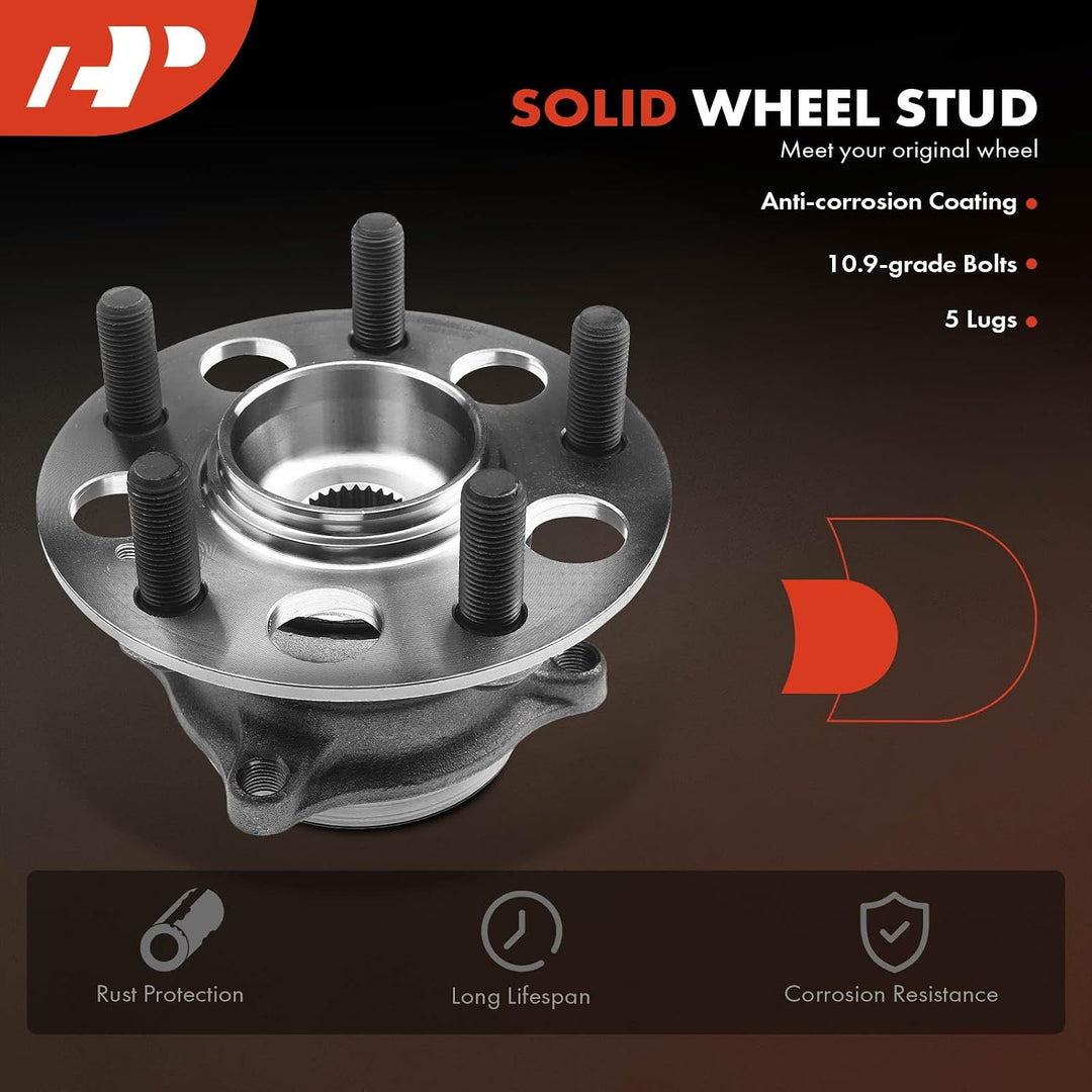 Five-stud wheel flange and splined hub opening