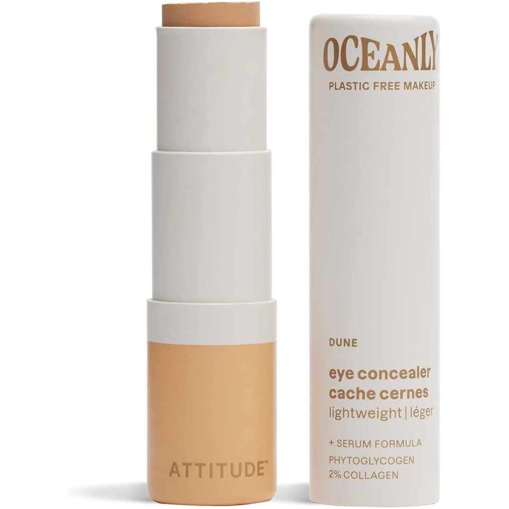 ATTITUDE Oceanly Light Coverage Under Eye Concealer Stick, Titanium Dioxide-Free, EWG Verified, Plastic-Free, Vegan Makeup, Dune, 5.7g