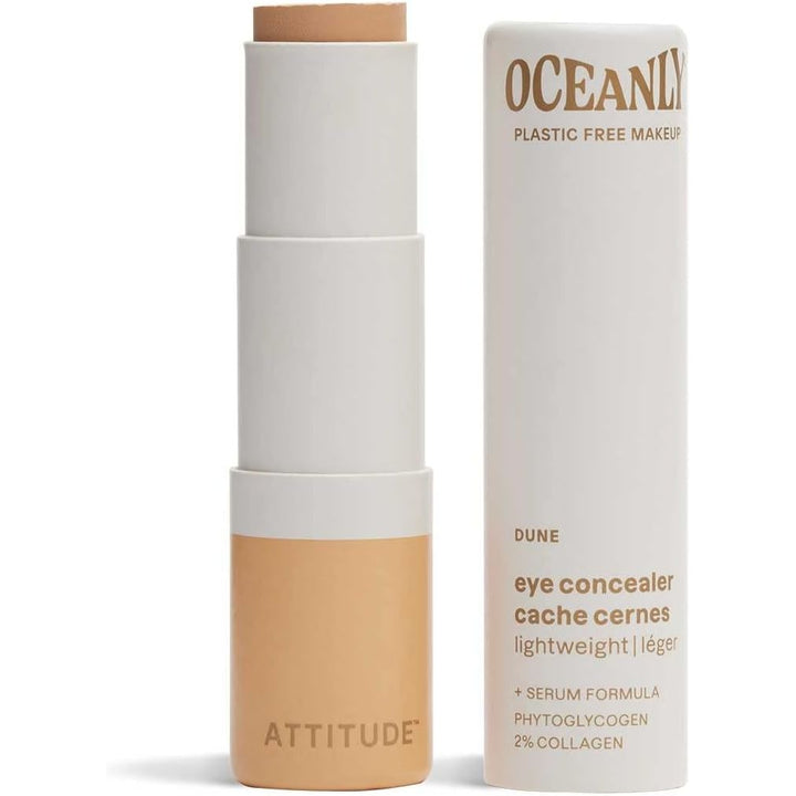 ATTITUDE Oceanly Light Coverage Under Eye Concealer Stick, Titanium Dioxide-Free, EWG Verified, Plastic-Free, Vegan Makeup, Dune, 5.7g