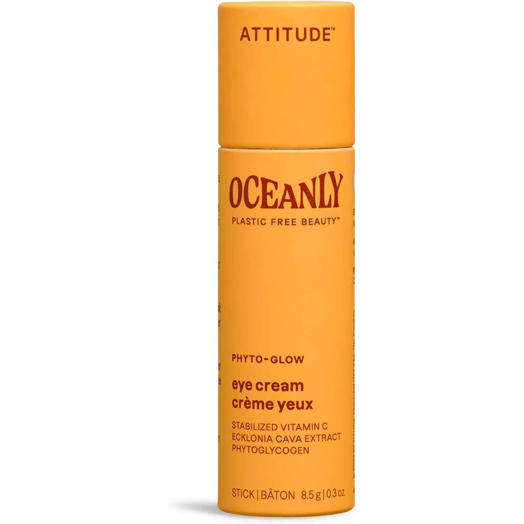 ATTITUDE Oceanly Eye Cream Stick, Made in Canada, EWG Verified, Plastic-free, Plant & Mineral-Based Ingredients, Vegan Beauty Products, PHYTO GLOW, Unscented, 8.5 grams