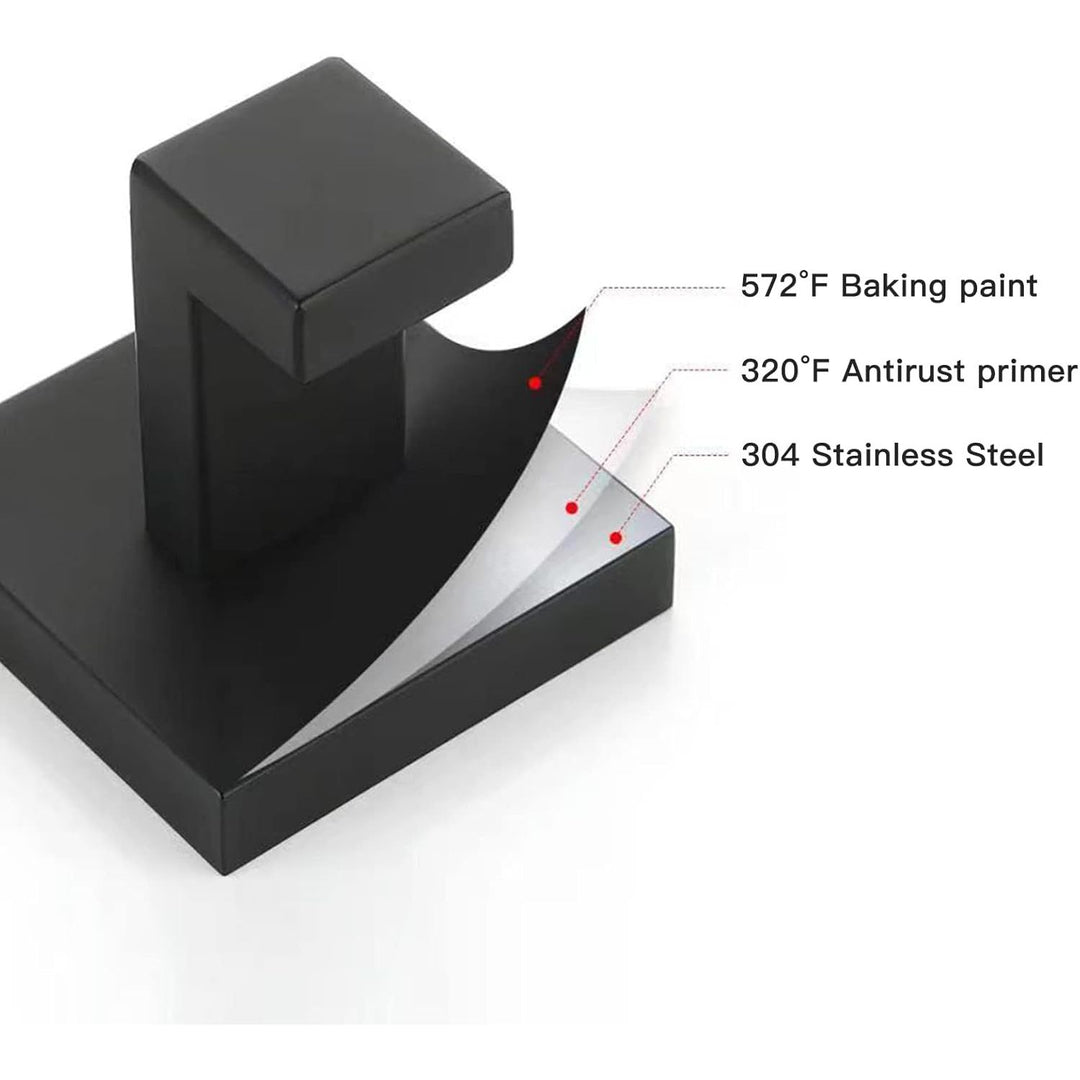 Wall Hooks Towel Hooks Towel Holder Robe Hook Bathroom Hooks Black Heavy Duty Door Hanger Stainless Steel Matt Black 4 Pack 2.1 Inch