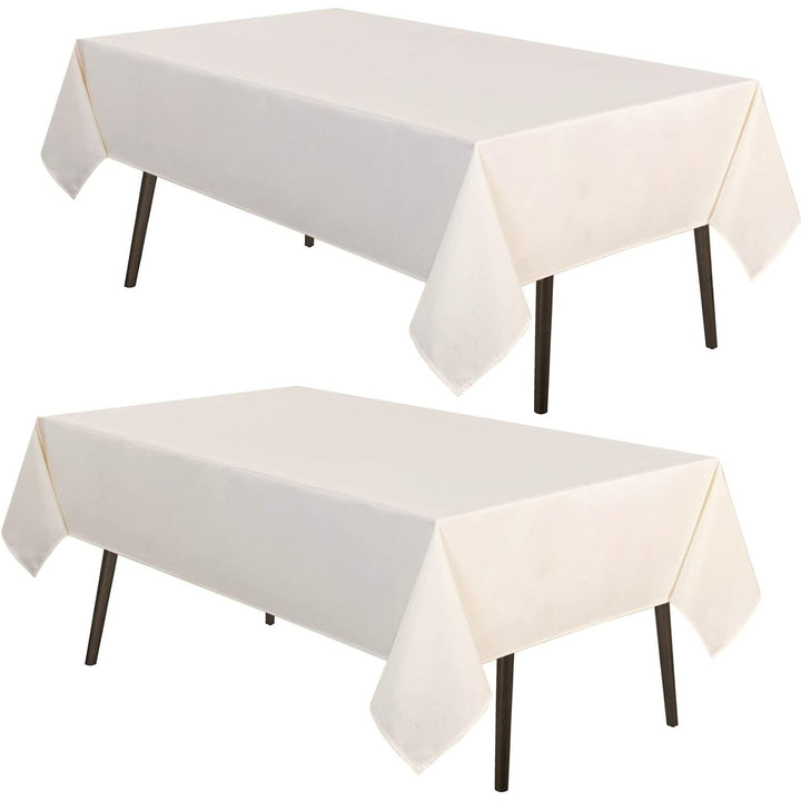 2 Pack Table Cloths Rectangular Table Cloth Machine Washable Polyester Table Cover for Dining Buffet Parties Picnic Events Weddings, 60x102 Inch, Beige