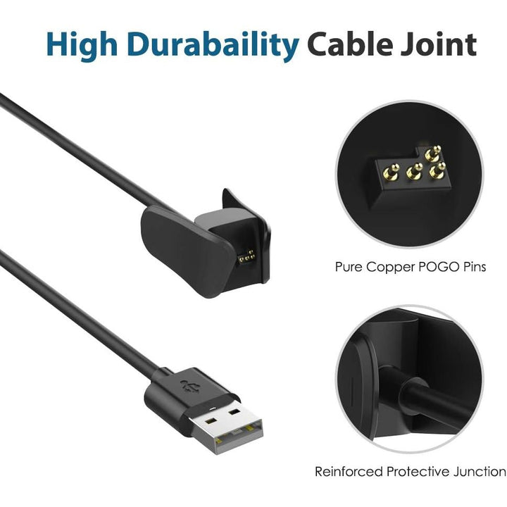 Charger Cable Compatible with Garmin Vivosmart 4, 1M Replacement USB Data Sync Charging Cable Cord with Charging Clip Holder Fit Garmin Vivosmart 4 - Black