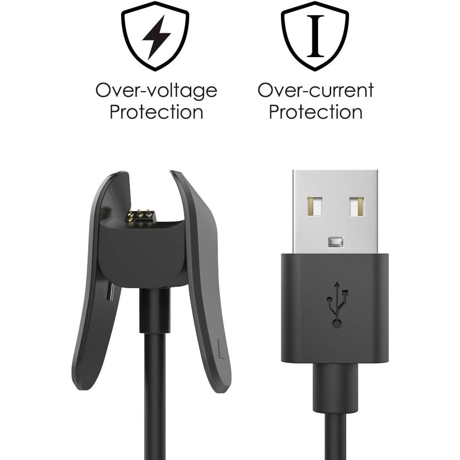 Charger Cable Compatible with Garmin Vivosmart 4, 1M Replacement USB Data Sync Charging Cable Cord with Charging Clip Holder Fit Garmin Vivosmart 4 - Black