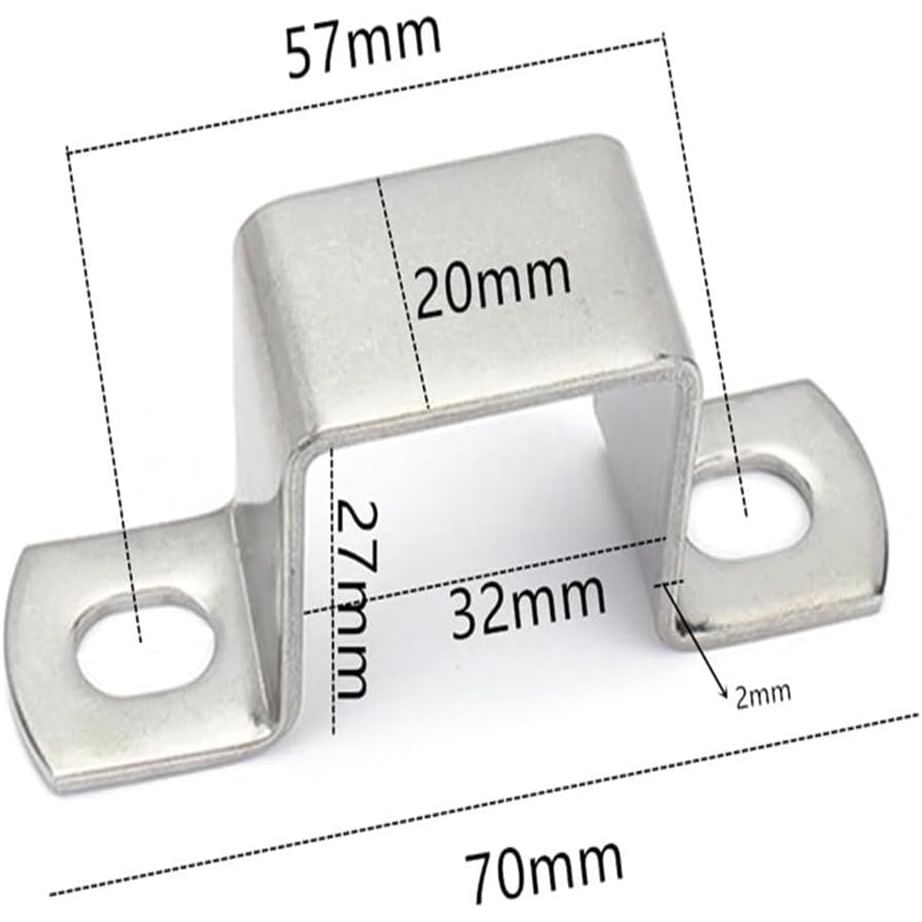 Pipe Support Hangers 6pcs Stainless Steel Pipe Support clamp Square Tube Clamps Mount U Brackets Bracket U