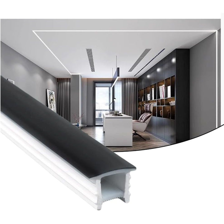 16.4ft Recessed Flexible LED Diffuser Channel, Silicone Black Bendable LED Diffuser Strip Light Tube Cover for 10-12mm Led Strip Lights for Living Room, Wall and Other Decoration (20 x 10mm)