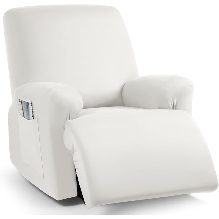 Stretch Recliner Couch Covers 3-Pieces Style Recliner Chair Covers Recliner Cover for Reclining Chair Slipcovers Feature Fitted Soft Washable (1 Seat, Milk White)