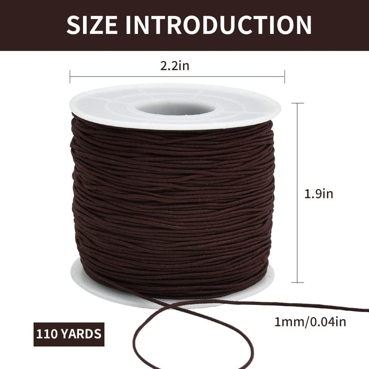 1mm x 110 Yards Black Elastic String for Bracelet Jewelry Making, Stretchy Cord for Bracelets, Rattail Macrame Necklaces Bulk Beading Thread Kumihimo