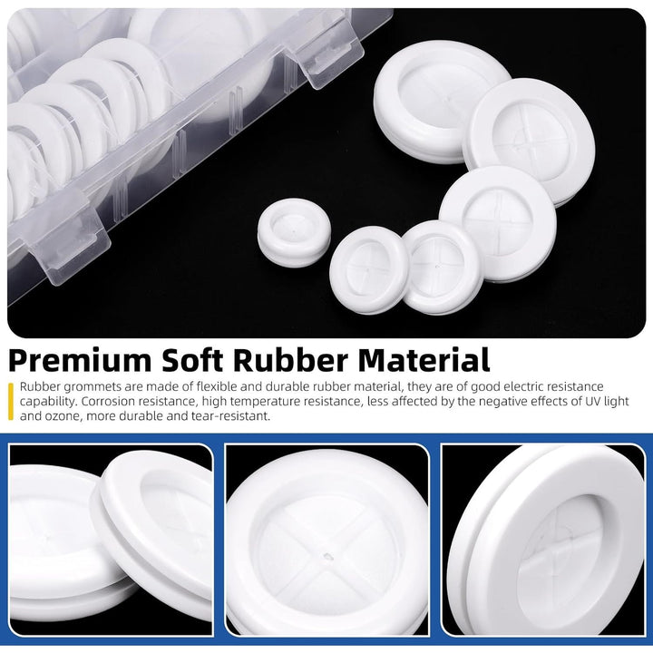 52pcs 6 Sizes Double Sided Round Rubber Hole Plug Set, White Rubber Grommet Double Sided Electrical Wire Gaskets, Hole Synthetic Rubber Plug for Wire, Cable Protection - Just Closeouts Canada Inc.X004BUCPVD
