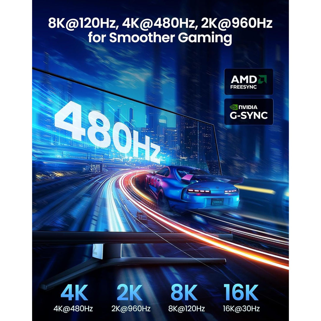54Gbps DisplayPort Cable 2.1 [VESA Certified], [8K@165Hz, 4K@480Hz 360Hz 240Hz] DP 2.1 Cable 16K, DP54 HDR DSC Display Port Cord Compatible FreeSync G - Sync Gaming Monitor 5090 7900XTX 10FT - Just Closeouts Canada Inc.X004FJF4EZ