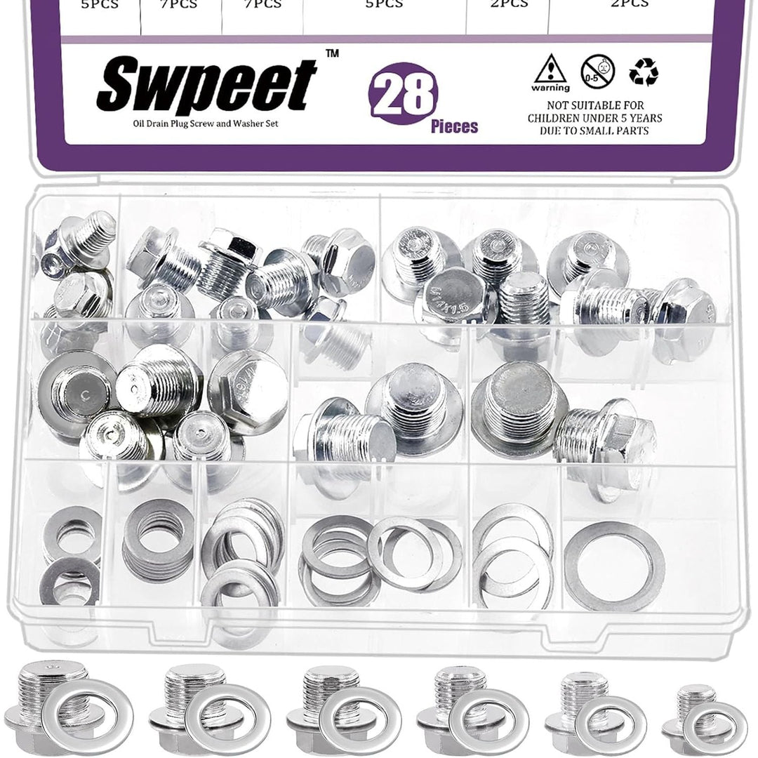 56-Piece Metric Oil Drain Plug and Washer Assortment - Just Closeouts Canada Inc.X0047HM461