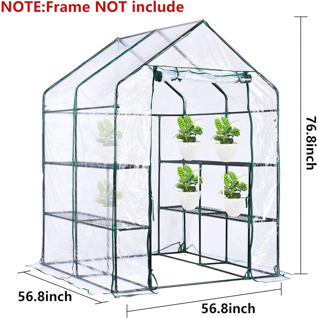 56 x 56 x 76 in Walk - in Greenhouse Replacement Cover with Roll - Up Zipper Door - PVC Greenhouse Cover for Outdoor Plant Gardening Plants Cold Frost Protection Wind Rain Proof (Frame Not Include) - Just Closeouts Canada Inc.